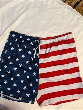 4th of July Old Navy Red, White & Blue Patriotic Swim Trunks